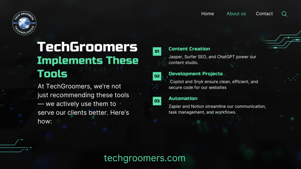 TechGroomers Implements These Tools